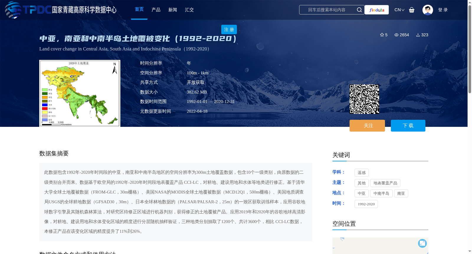 中亚,南亚和中南半岛土地覆被变化(1992-2020) 数据集图片