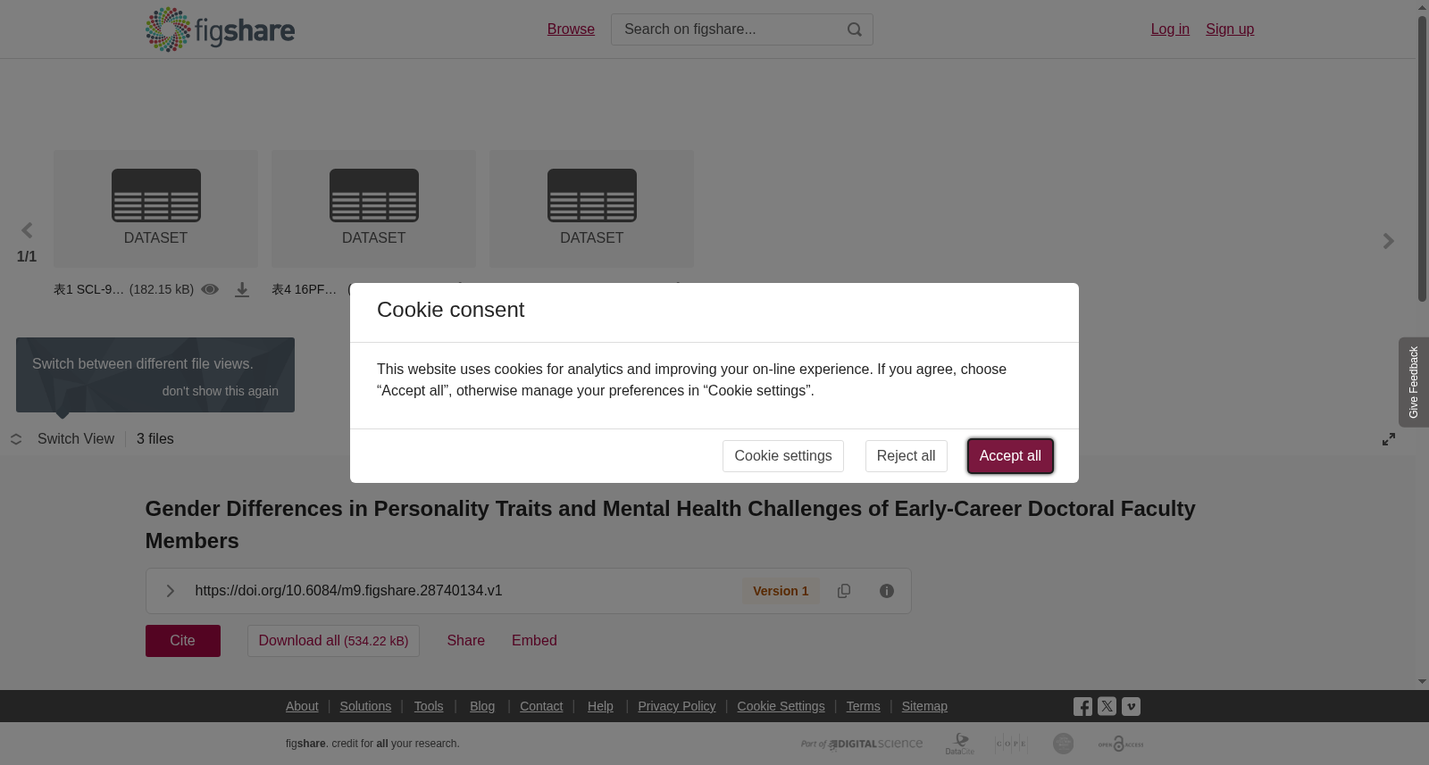 <b>Gender Differences in Personality Traits and Mental Health Challenges of Early-Career Doctoral Faculty Members</b> 数据集图片