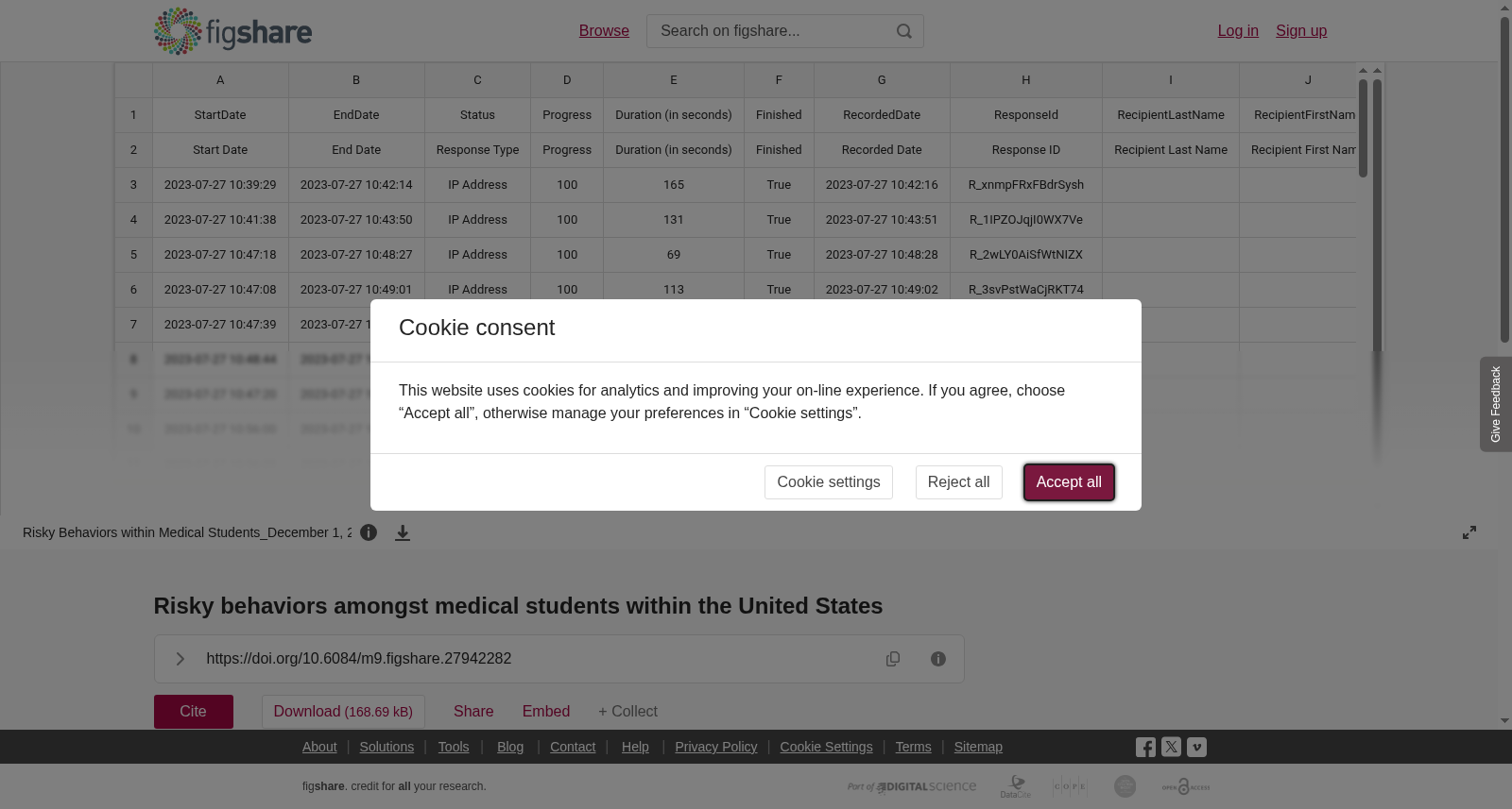 <b>Risky behaviors amongst medical students within the United States</b> 数据集图片