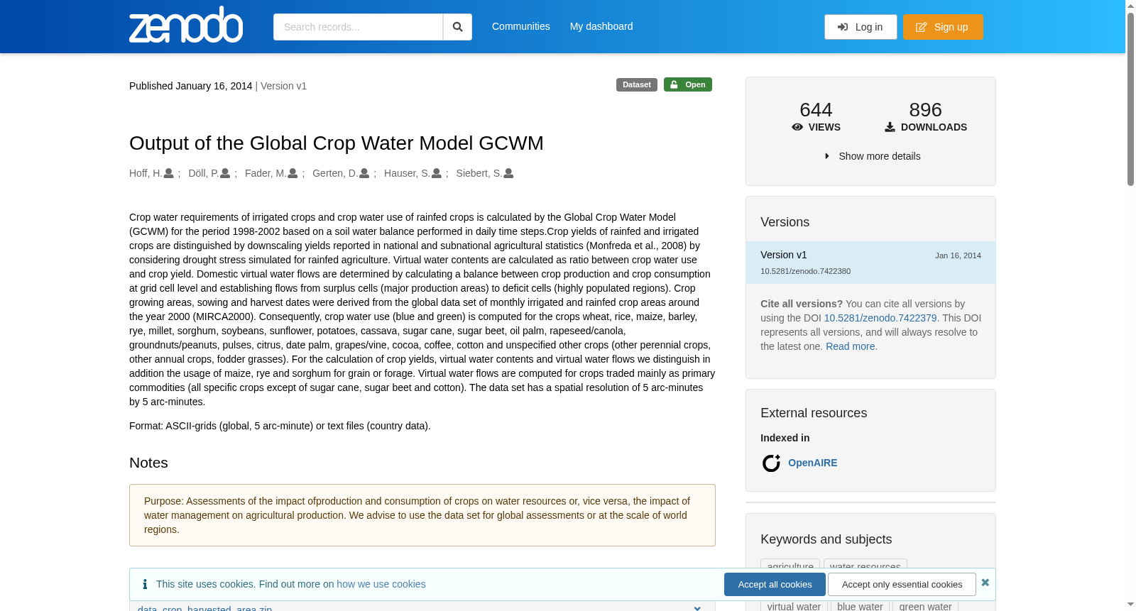 Output of the Global Crop Water Model GCWM 数据集图片