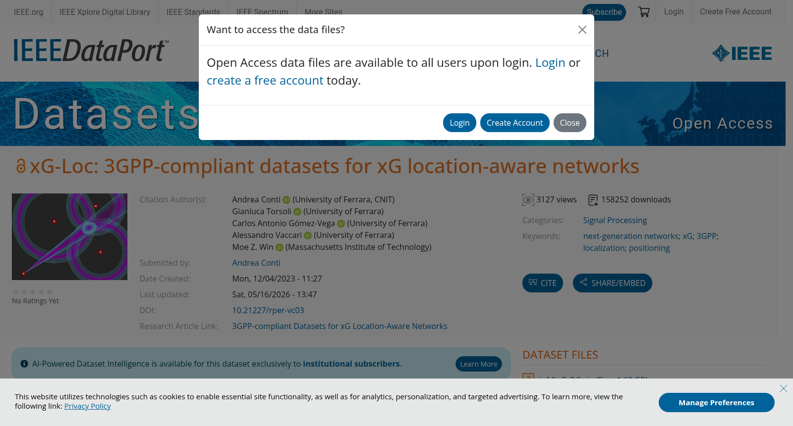 xG-Loc: 3GPP-compliant datasets for xG location-aware networks 数据集图片