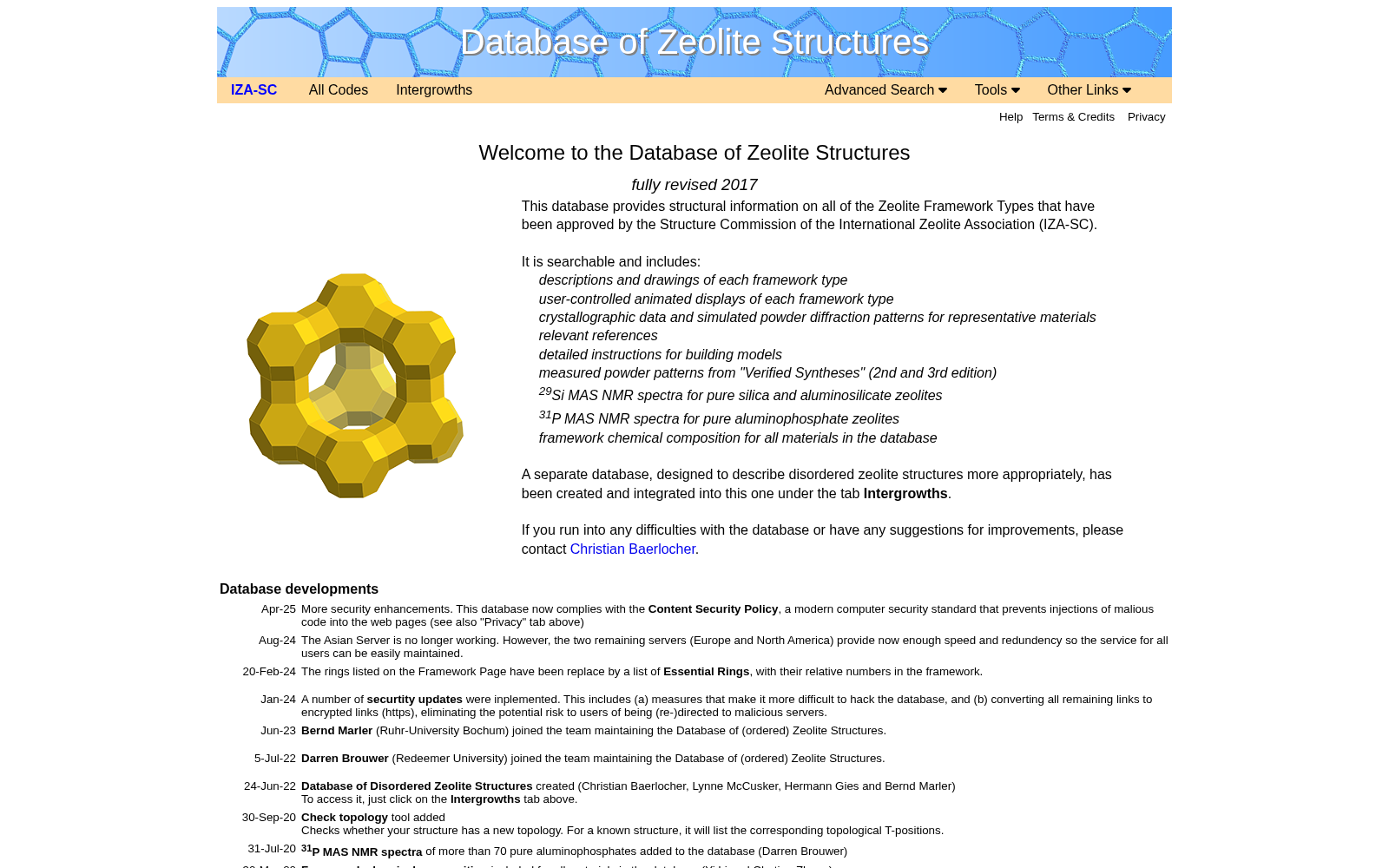 Database of Zeolite Structures 数据集图片