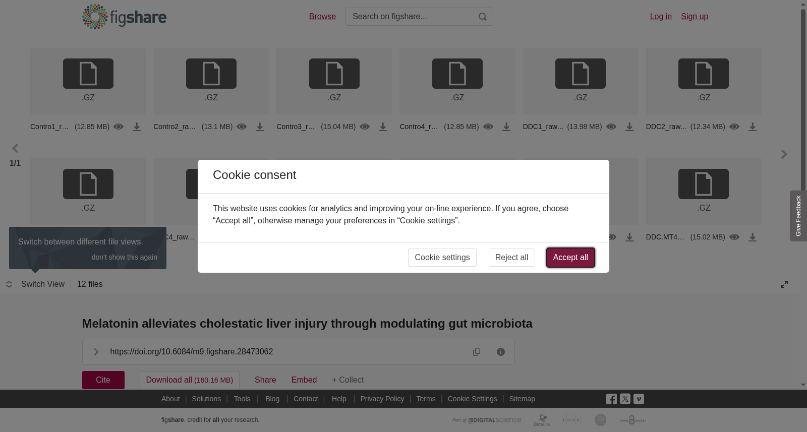 <b>Melatonin alleviates cholestatic liver injury through modulating gut microbiota</b> 数据集图片