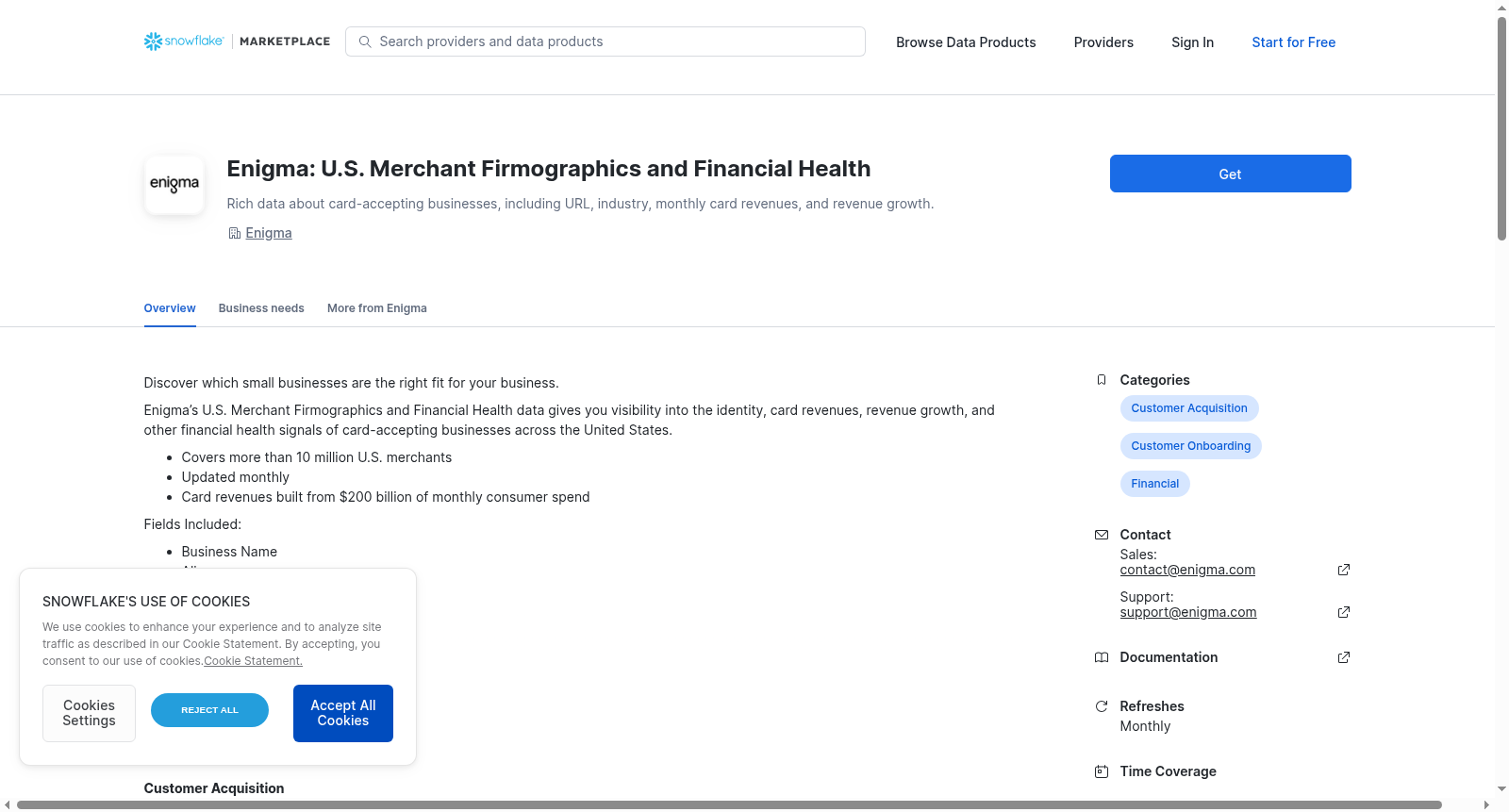 Enigma: U.S. Merchant Firmographics and Financial Health 数据集图片