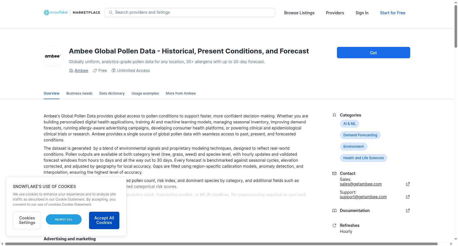 Ambee Global Pollen Data - Historical, Present Conditions, and Forecast 数据集图片