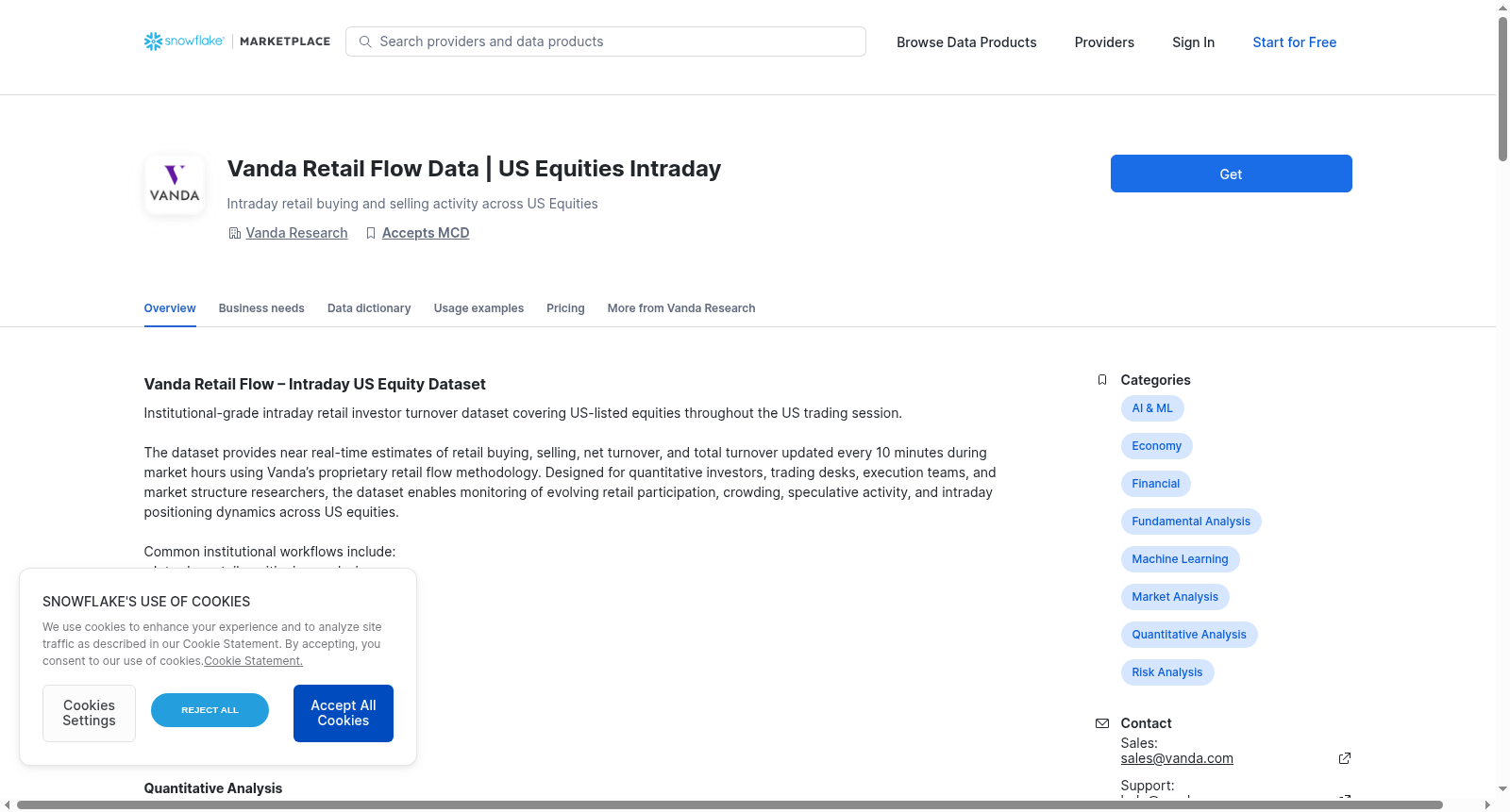 Vanda Retail Flow Data | US Equities Intraday 数据集图片