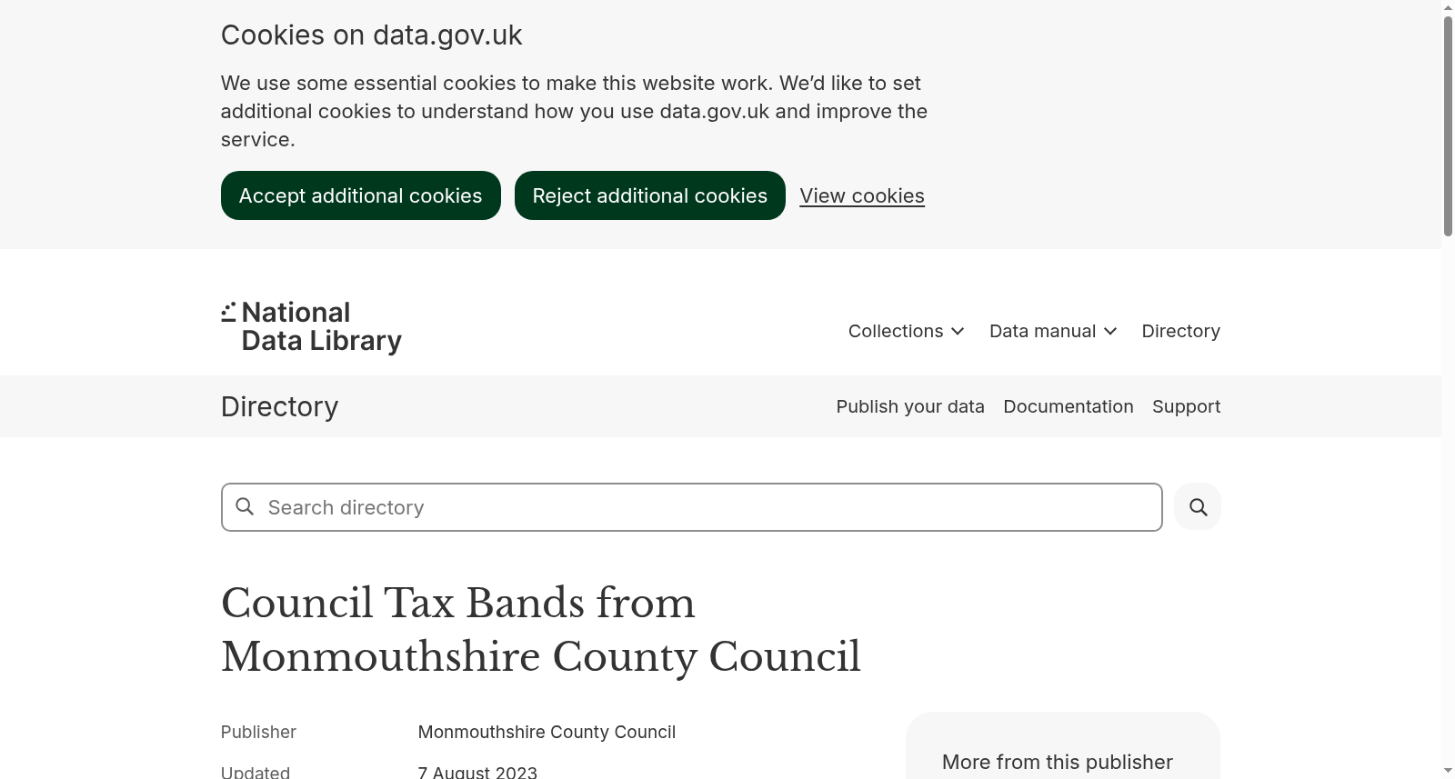 Council Tax Bands from Monmouthshire County Council 数据集图片