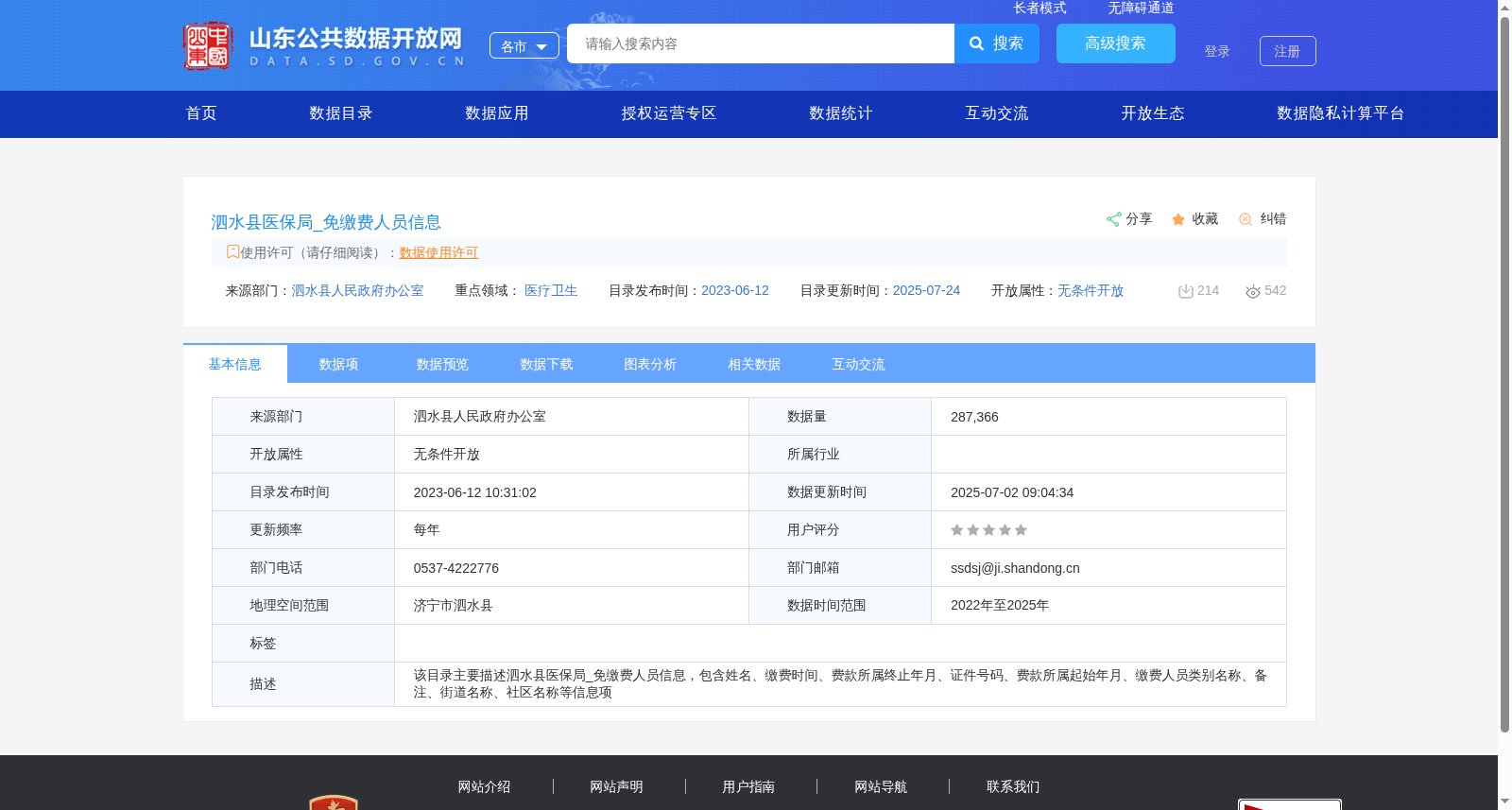泗水县医保局_免缴费人员信息 数据集图片