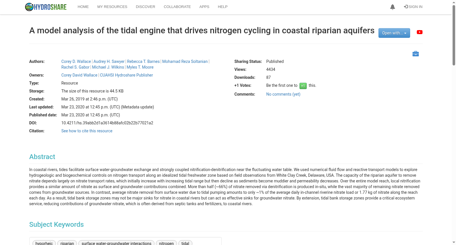 A model analysis of the tidal engine that drives nitrogen cycling in coastal riparian aquifers 数据集图片