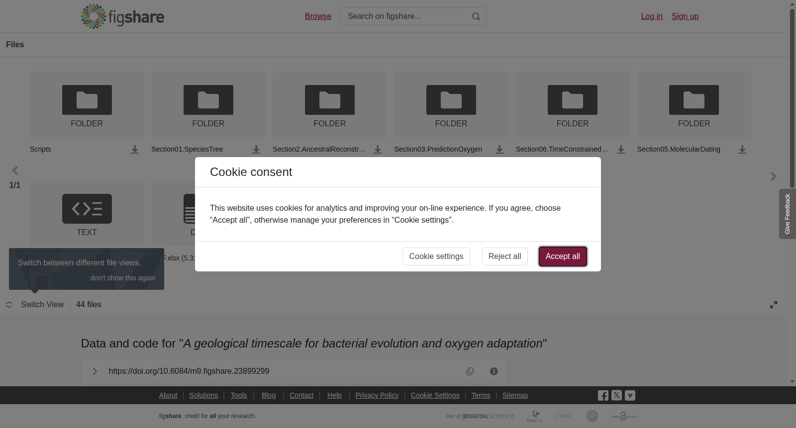 Data and code for "<i>A geological timescale for bacterial evolution and oxygen adaptation</i>" 数据集图片