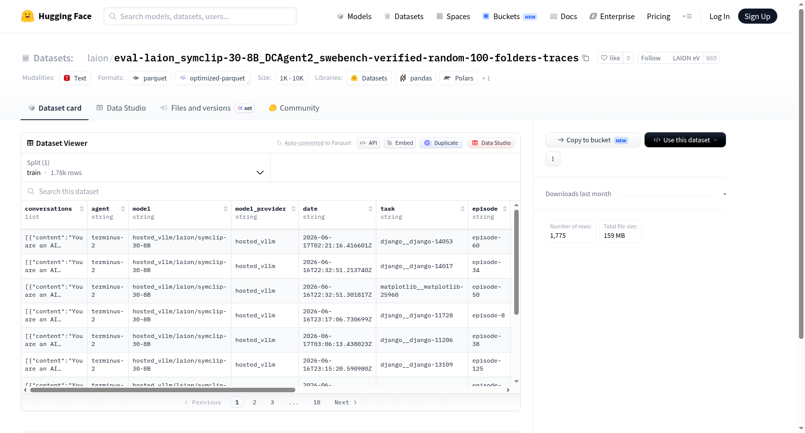eval-laion_symclip-30-8B_DCAgent2_swebench-verified-random-100-folders-traces 数据集图片