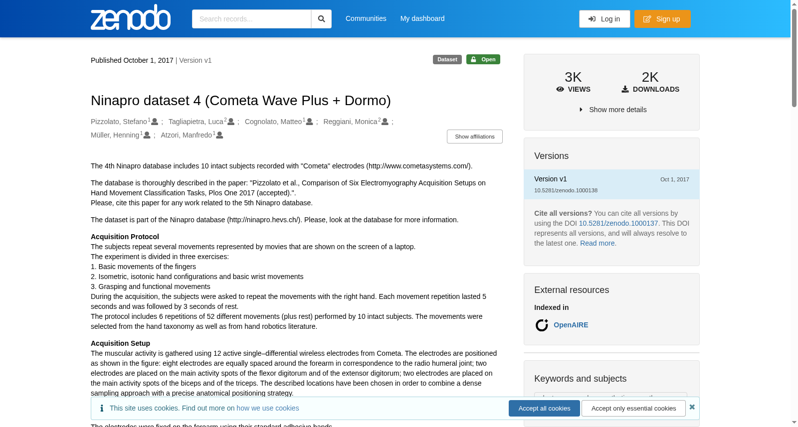 Ninapro dataset 4 (Cometa Wave Plus + Dormo) 数据集图片