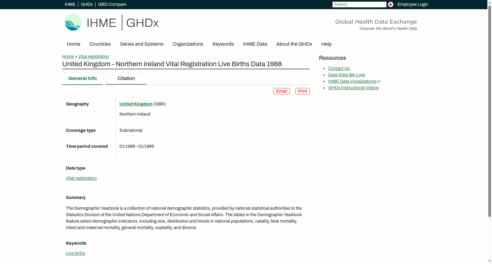 United Kingdom - Northern Ireland Vital Registration Live Births Data 1988 数据集图片