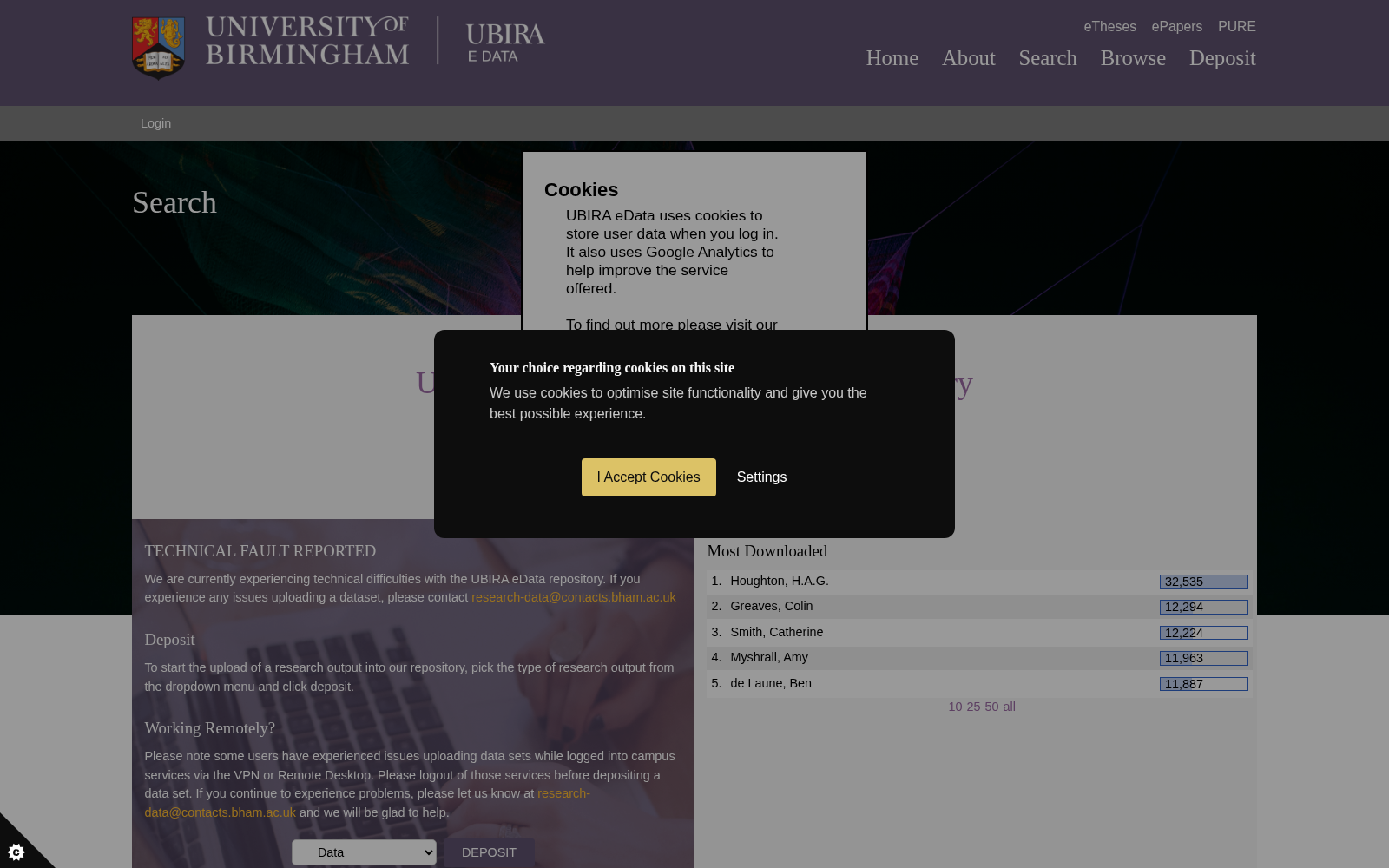 University of Birmingham eData Repository 数据集图片