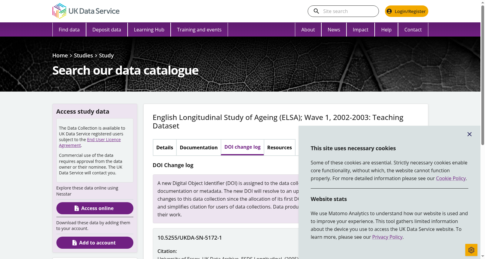 English Longitudinal Study of Ageing (ELSA); Wave 1, 2002-2003: Teaching Dataset 数据集图片