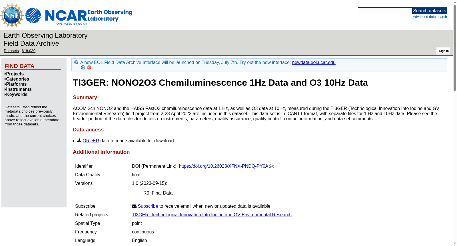 TI3GER: NONO2O3 Chemiluminescence 1Hz Data and O3 10Hz Data. Version 1.0 数据集图片