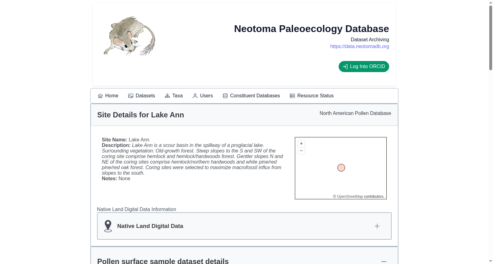 Lake Ann pollen surface sample dataset 数据集图片