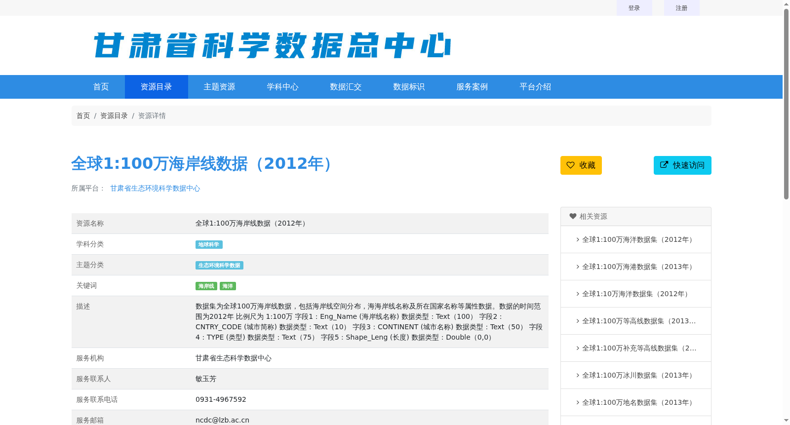 全球1:100万海岸线数据(2012年) 数据集图片