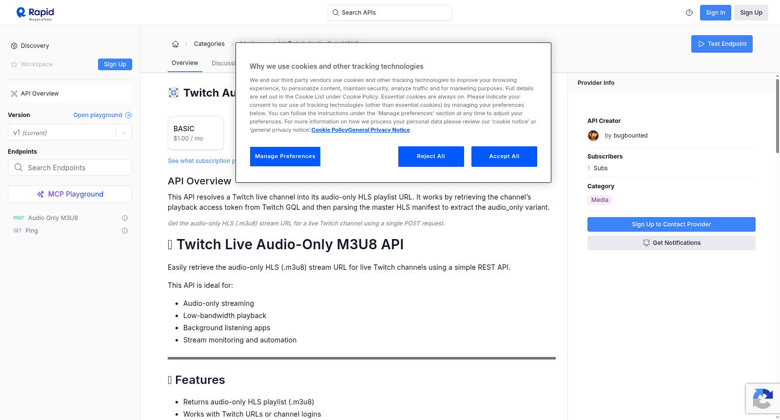 Twitch Audio-Only M3U8 数据集图片