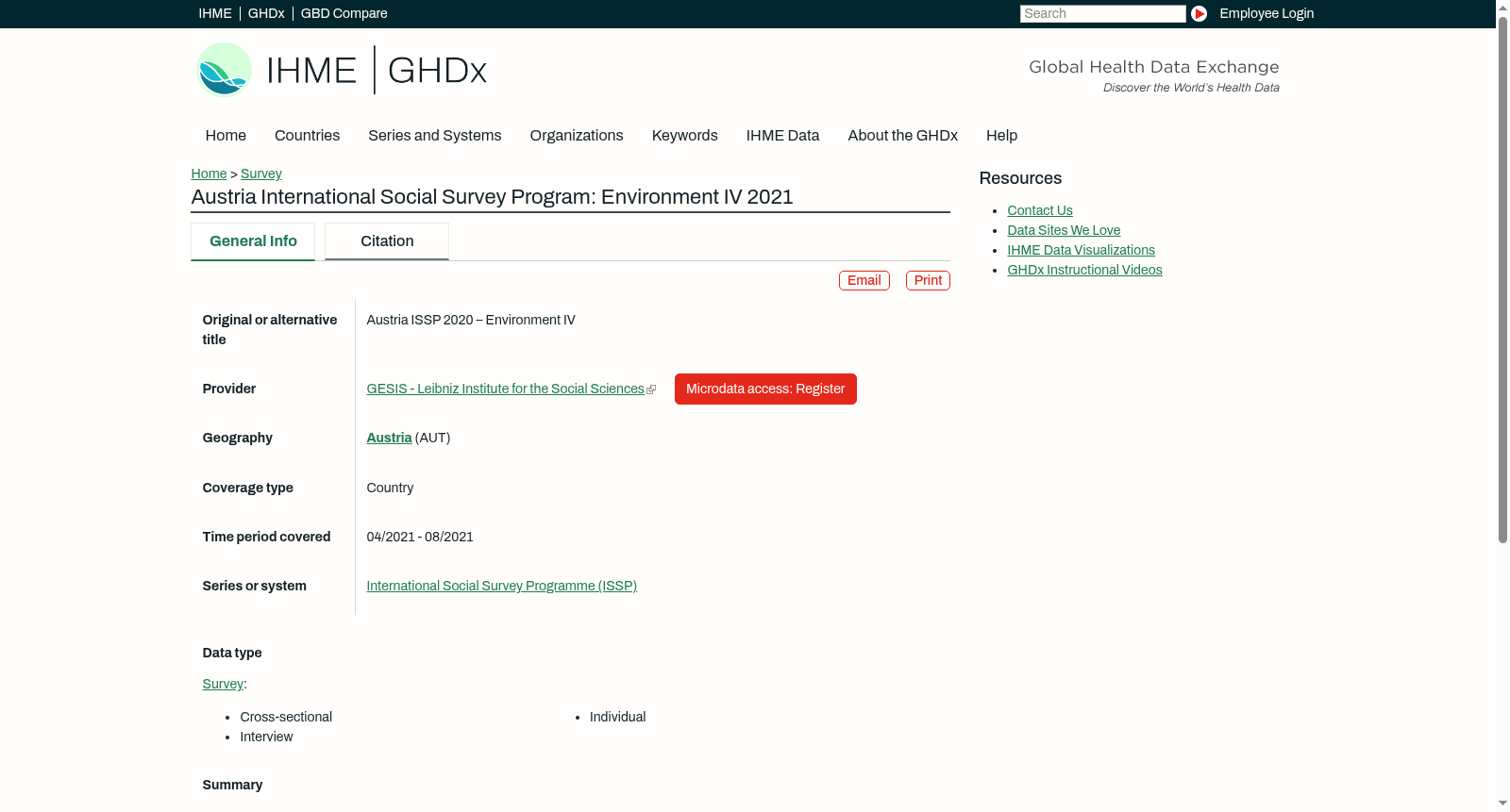 Austria International Social Survey Program: Environment IV 2021 数据集图片