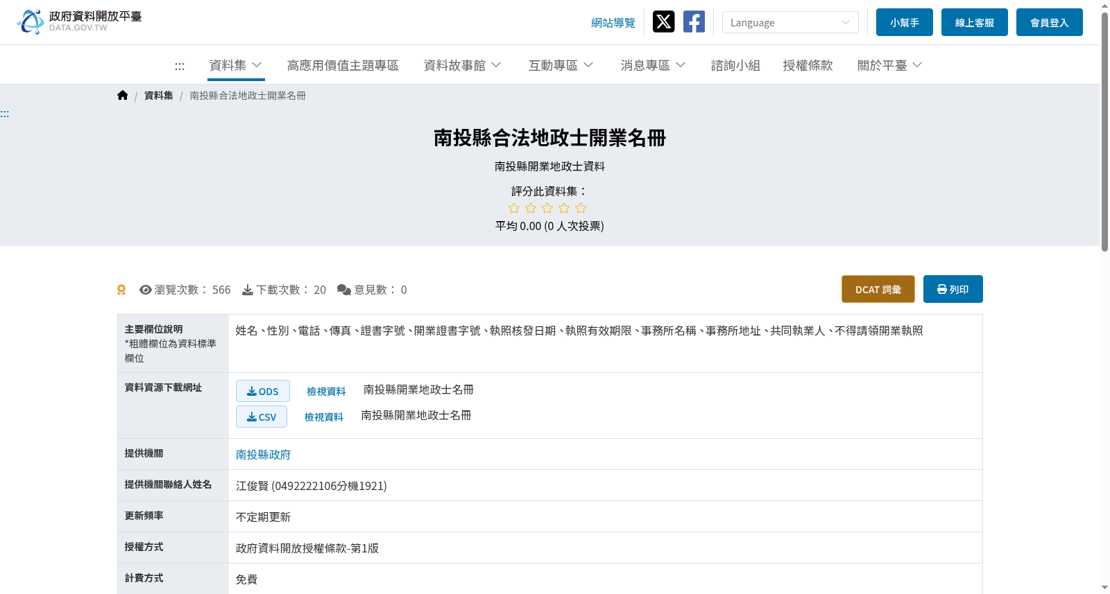 南投縣合法地政士開業名冊 数据集图片