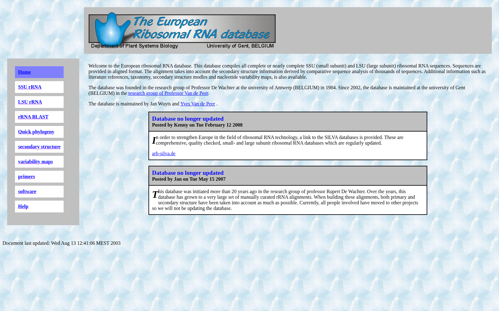 The European ribosomal RNA database. 数据集图片