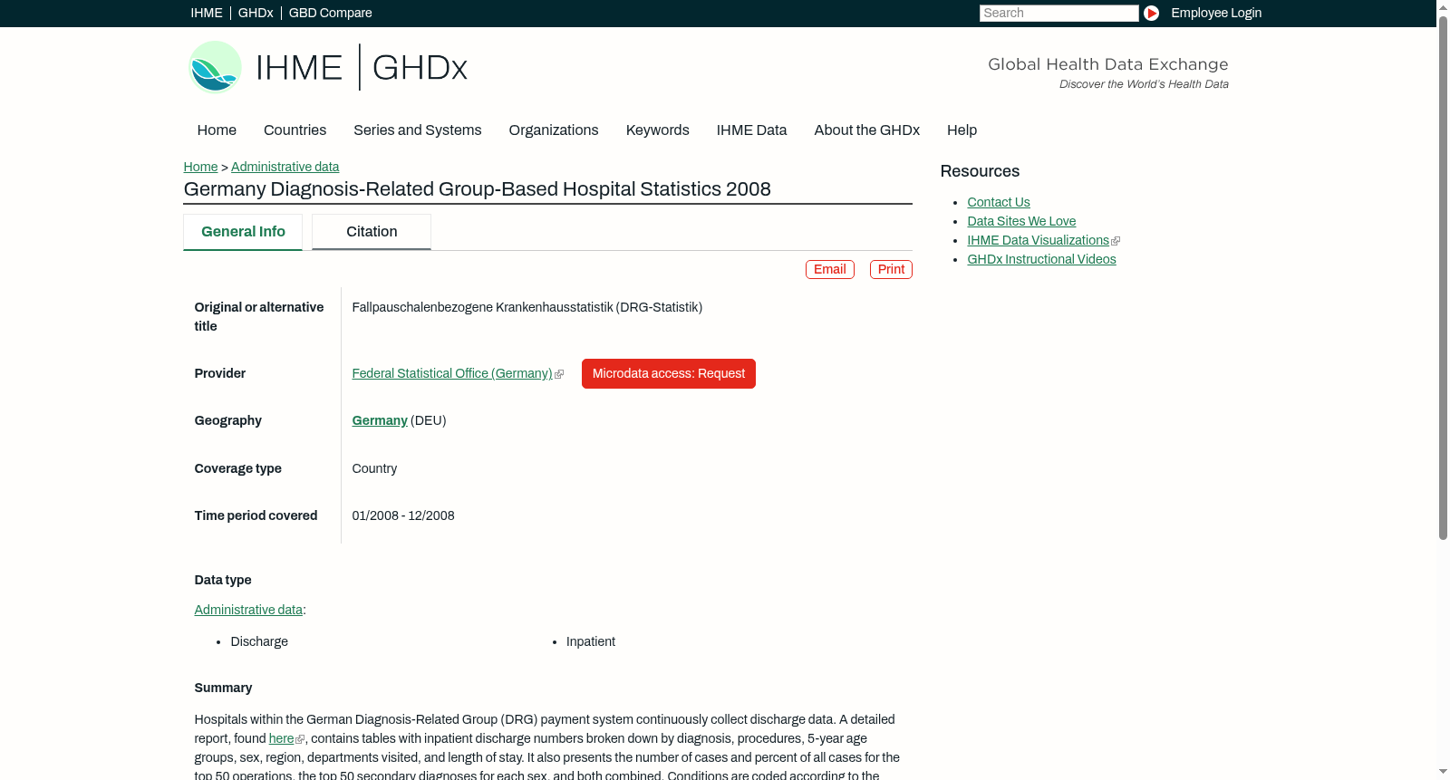 Germany Diagnosis-Related Group-Based Hospital Statistics 2008 数据集图片