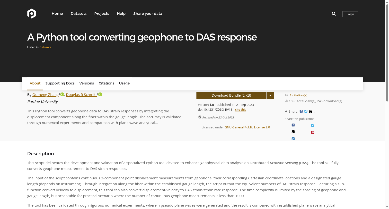 A Python tool converting geophone to DAS response 数据集图片