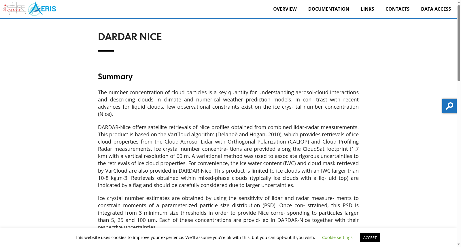 Ice crystal number concentration from satellite lidar-radar observations (DARDAR-Nice) 数据集图片