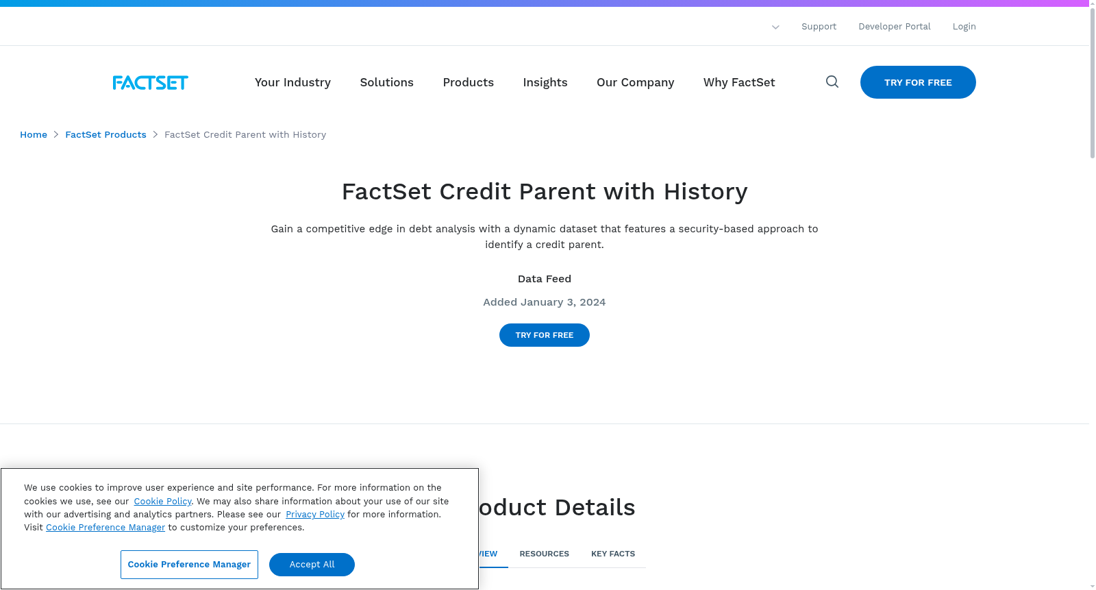 FactSet Credit Parent with History 数据集图片