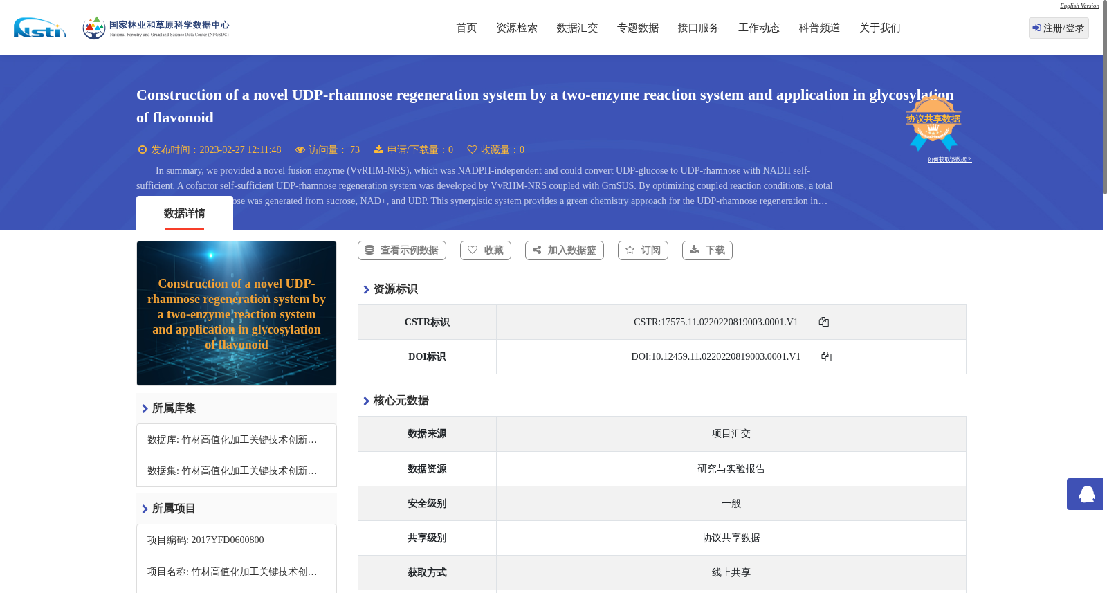 Construction of a novel UDP-rhamnose regeneration system by a two-enzyme reaction system and application in glycosylation of flavonoid 数据集图片