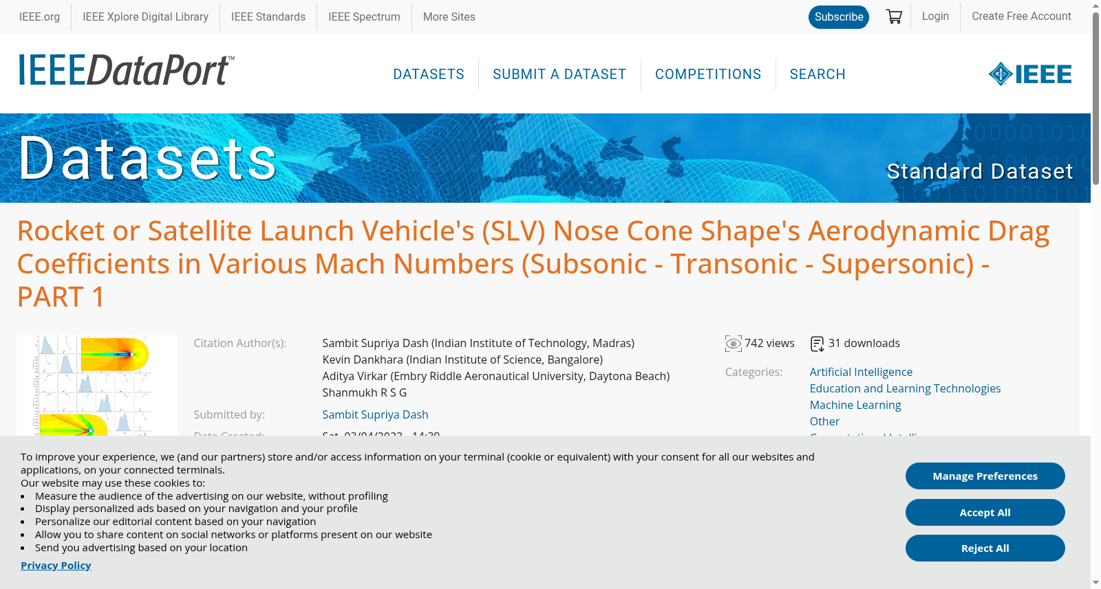 Rocket or Satellite Launch Vehicle's (SLV) Nose Cone Shape's Aerodynamic Drag Coefficients in Various Mach Numbers (Subsonic - Transonic - Supersonic) - PART 1 数据集图片