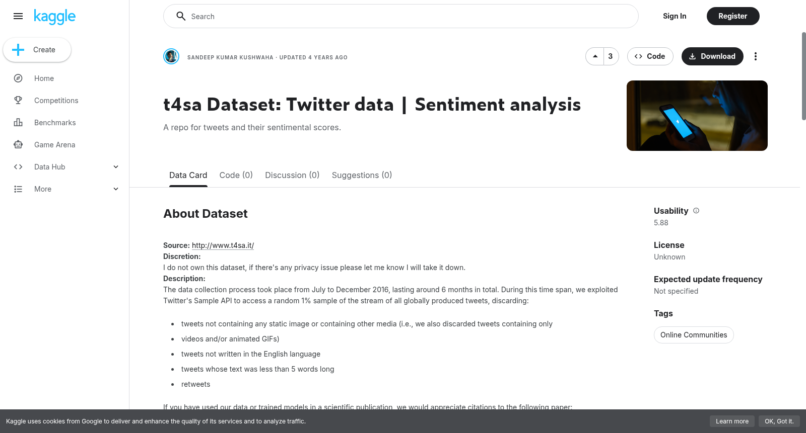 t4sa Dataset: Twitter data | Sentiment analysis 数据集图片