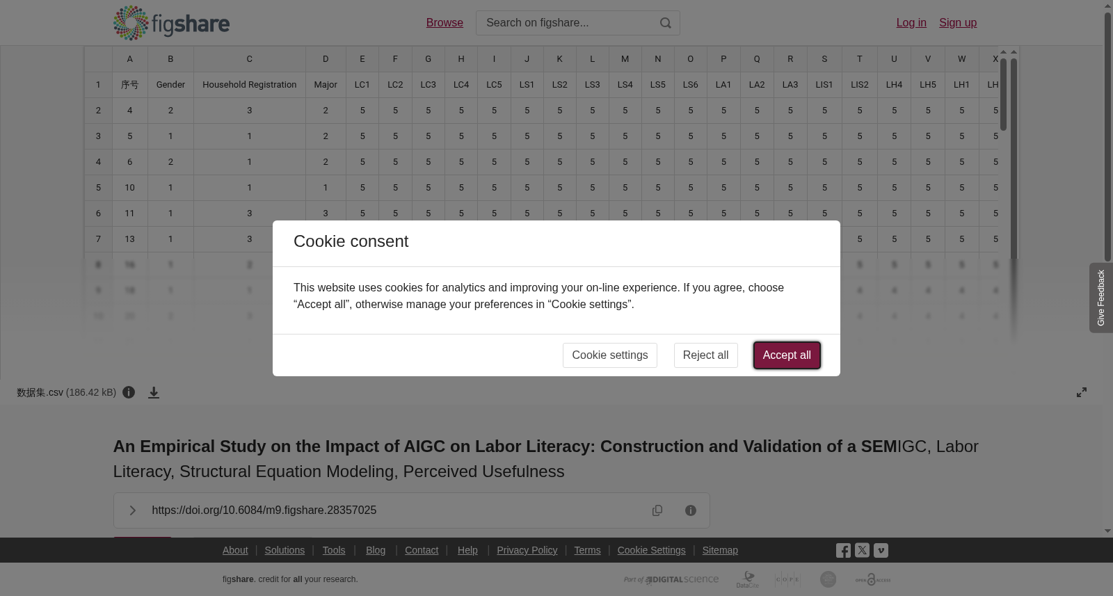 <b>An Empirical Study on the Impact of AIGC on Labor Literacy: Construction and Validation of a SEM</b>IGC, Labor Literacy, Structural Equation Modeling, Perceived Usefulness 数据集图片