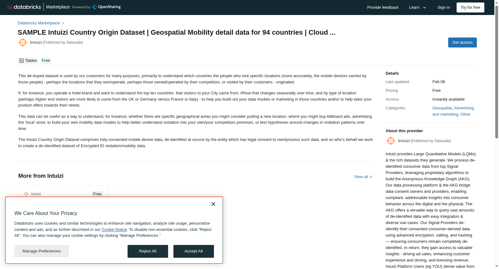 SAMPLE Intuizi Country Origin Dataset | Geospatial Mobility detail data for 94 countries | Cloud ... 数据集图片