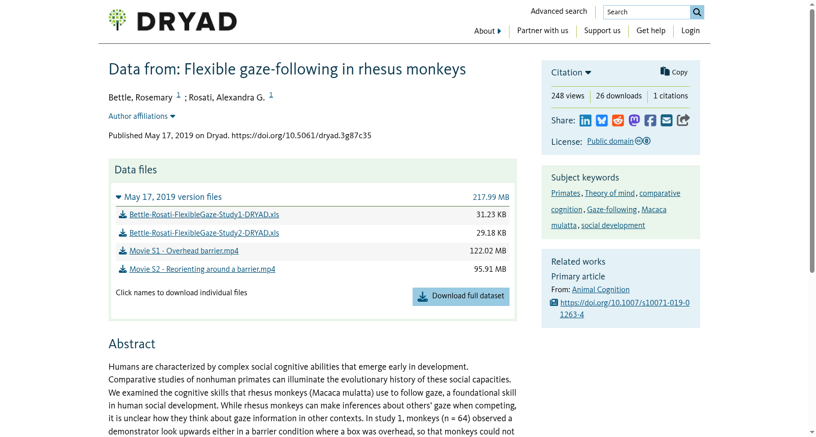 Data from: Flexible gaze-following in rhesus monkeys 数据集图片