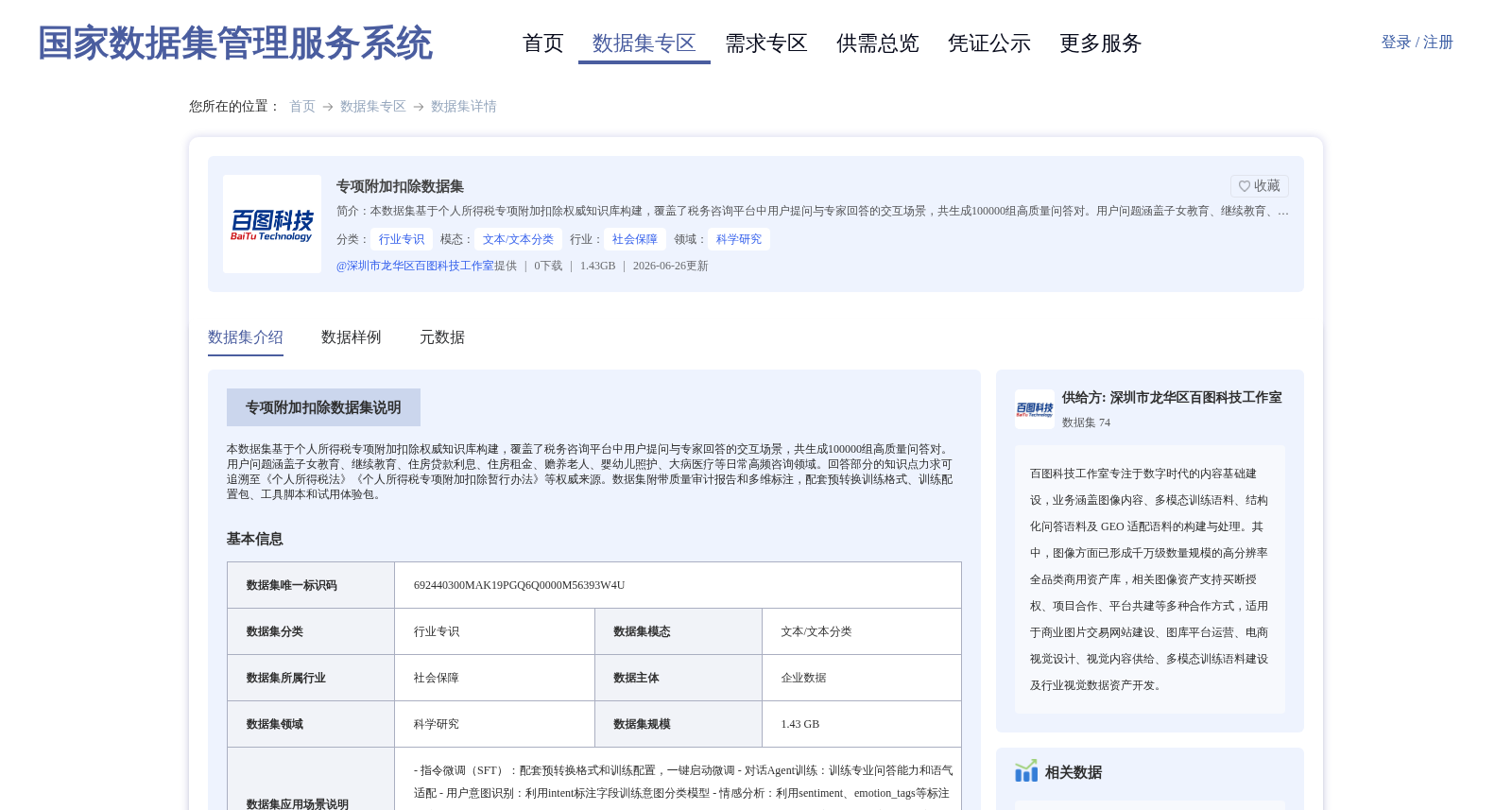 专项附加扣除数据集 数据集图片