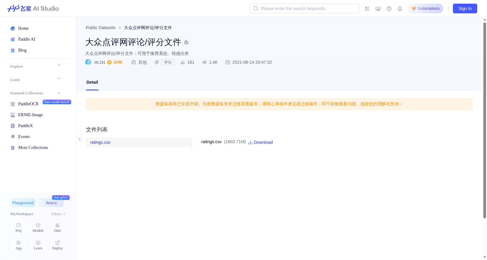大众点评网评论/评分文件 数据集图片