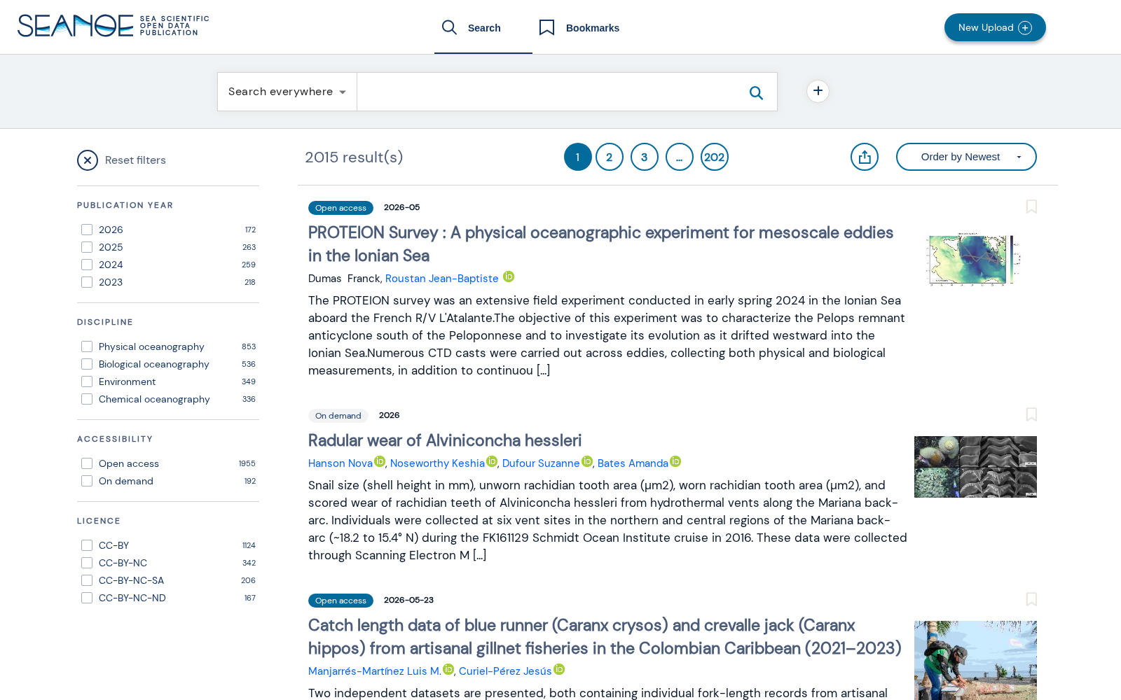 Sea scientific open data publication 数据集图片