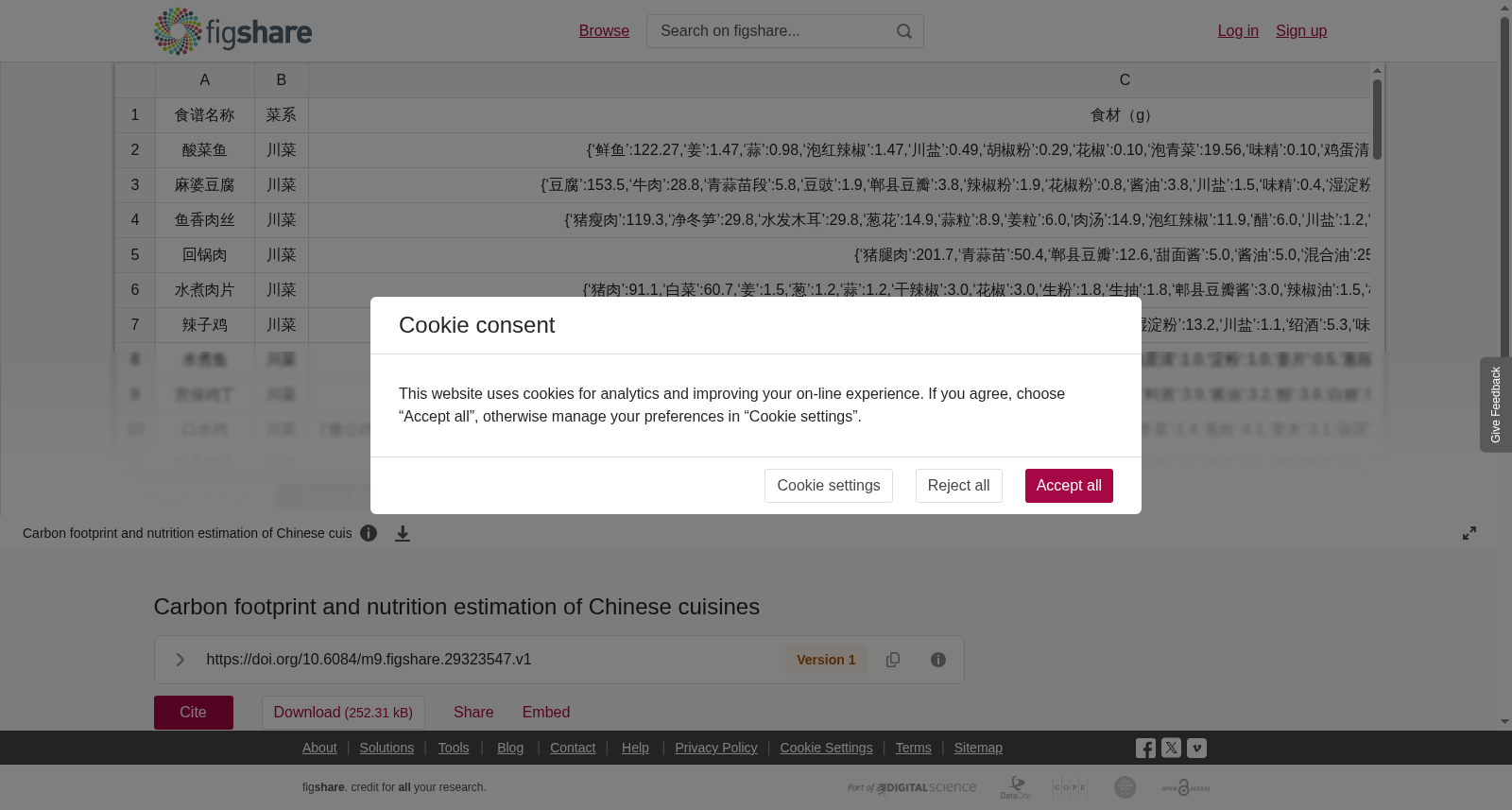 Carbon footprint and nutrition estimation of Chinese cuisines 数据集图片