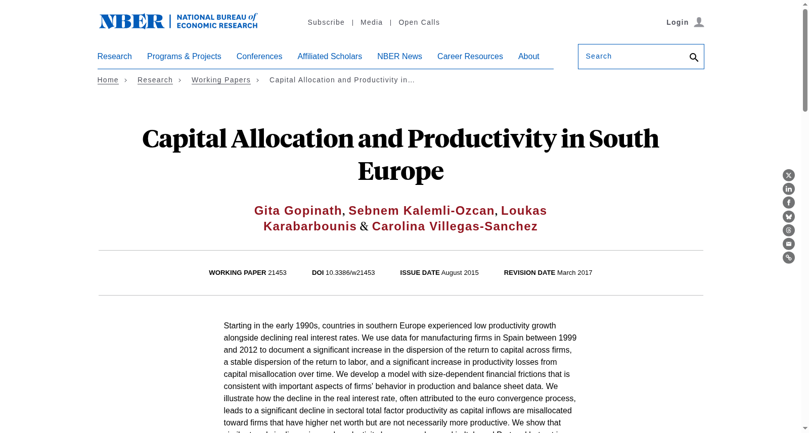 Capital Allocation and Productivity in South Europe 数据集图片