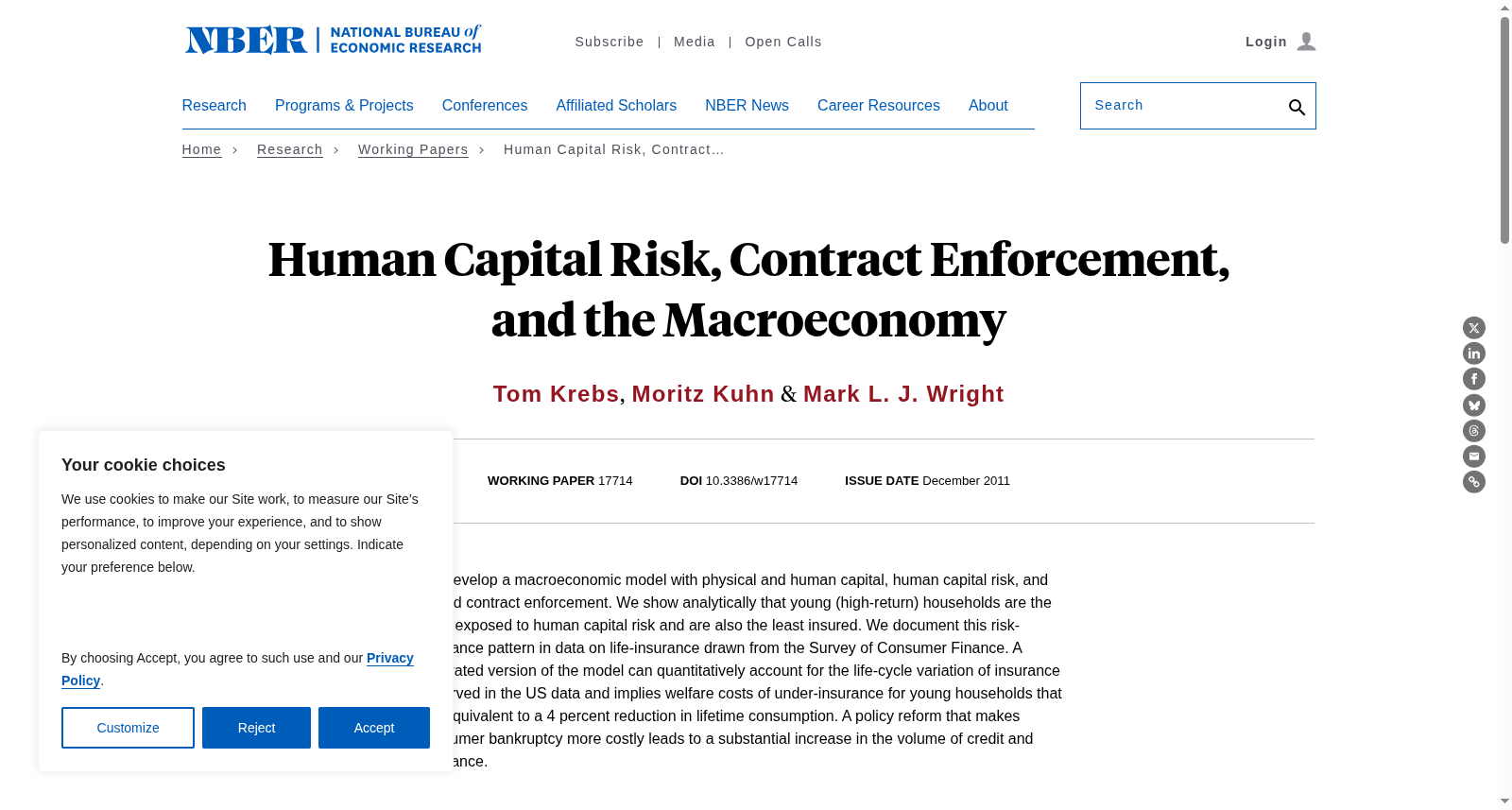 Human Capital Risk, Contract Enforcement, and the Macroeconomy 数据集图片