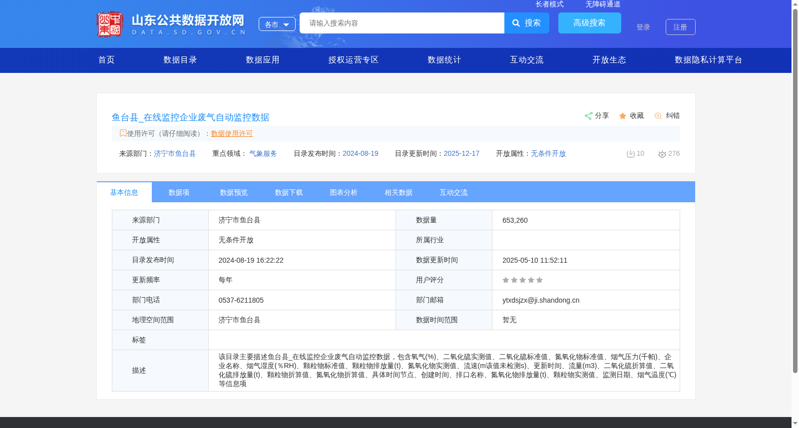 鱼台县_在线监控企业废气自动监控数据 数据集图片