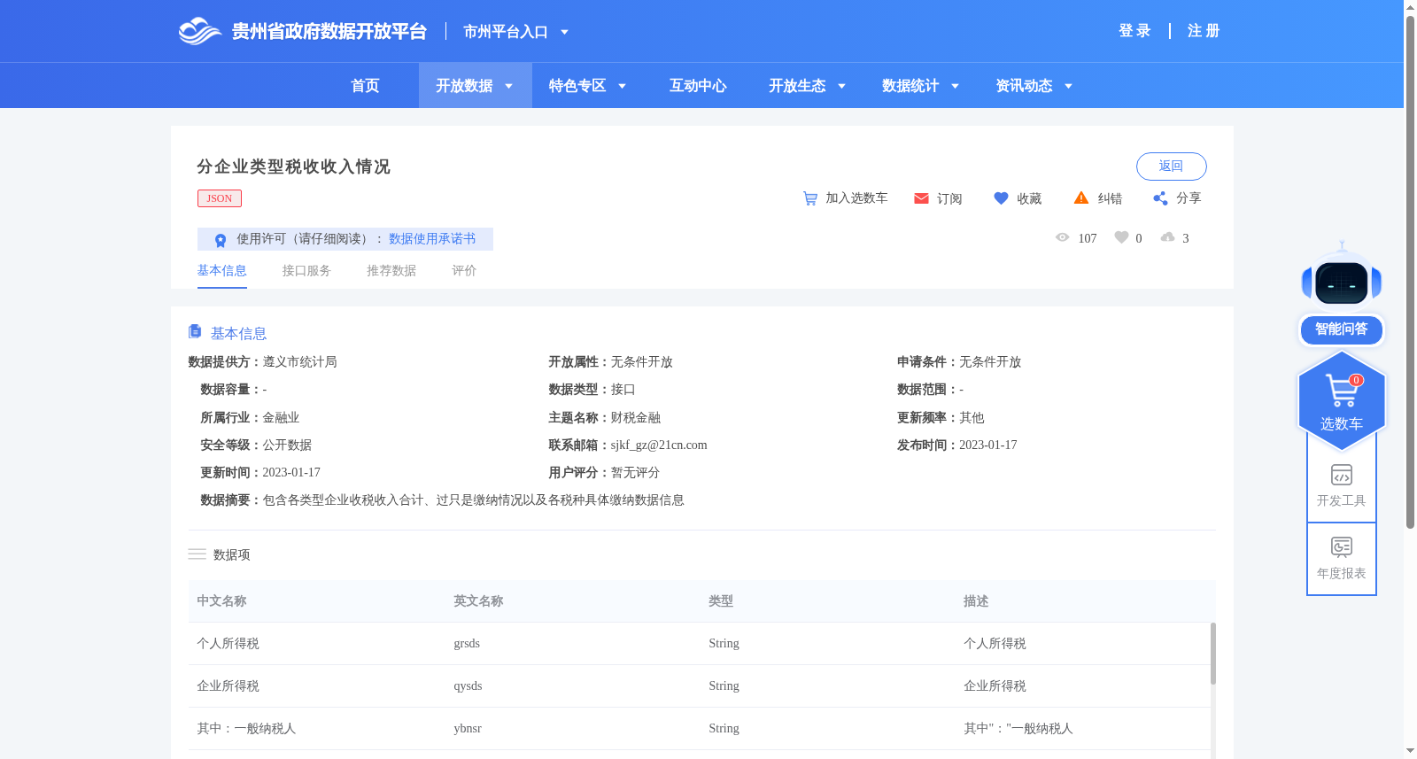 分企业类型税收收入情况 数据集图片