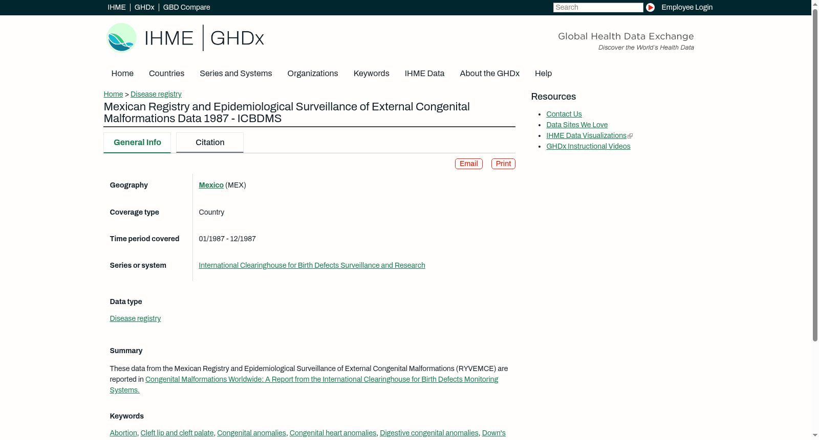 Mexican Registry and Epidemiological Surveillance of External Congenital Malformations Data 1987 - ICBDMS 数据集图片