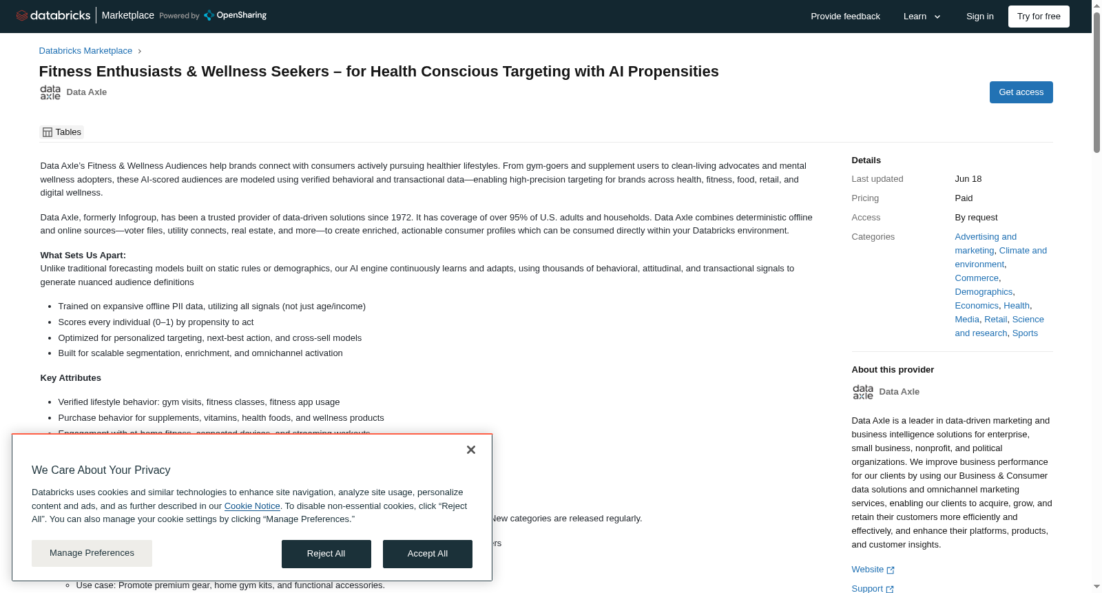 Fitness Enthusiasts & Wellness Seekers – for Health Conscious Targeting with AI Propensities 数据集图片