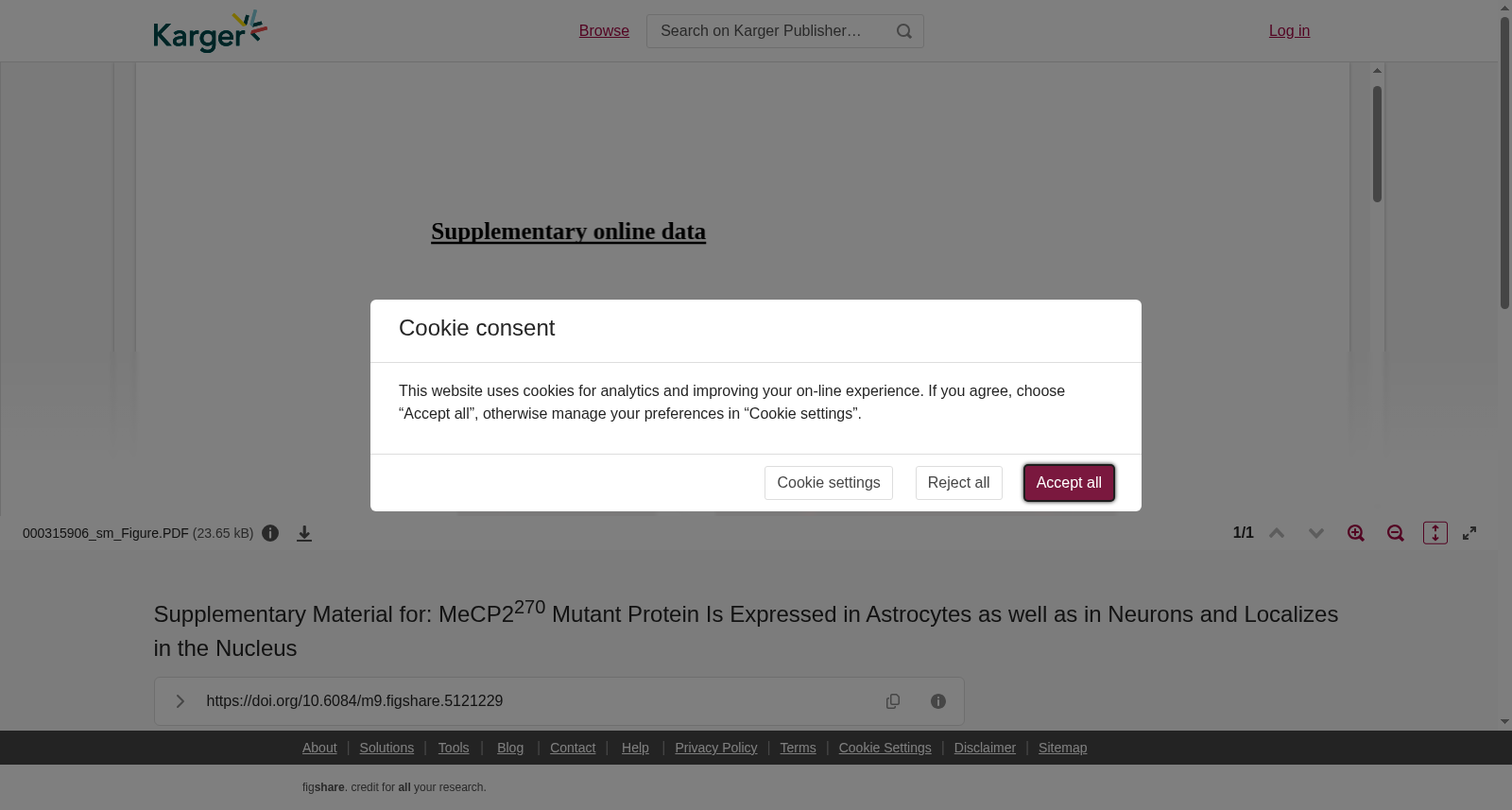 Supplementary Material for: MeCP2<sup>270</sup> Mutant Protein Is Expressed in Astrocytes as well as in Neurons and Localizes in the Nucleus 数据集图片