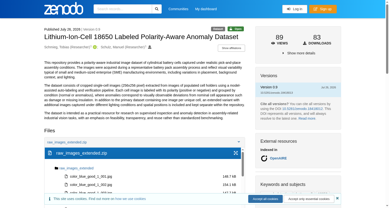 Lithium-Ion-Cell 18650 Labeled Polarity-Aware Anomaly Dataset 数据集图片