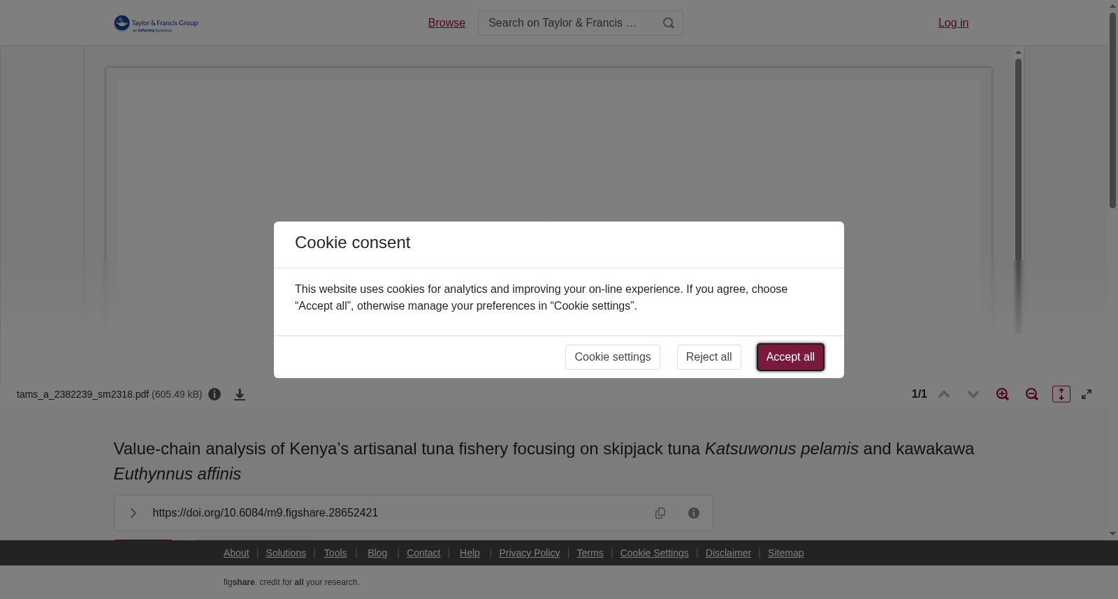 Value-chain analysis of Kenya’s artisanal tuna fishery focusing on skipjack tuna <i>Katsuwonus pelamis</i> and kawakawa <i>Euthynnus affinis</i> 数据集图片