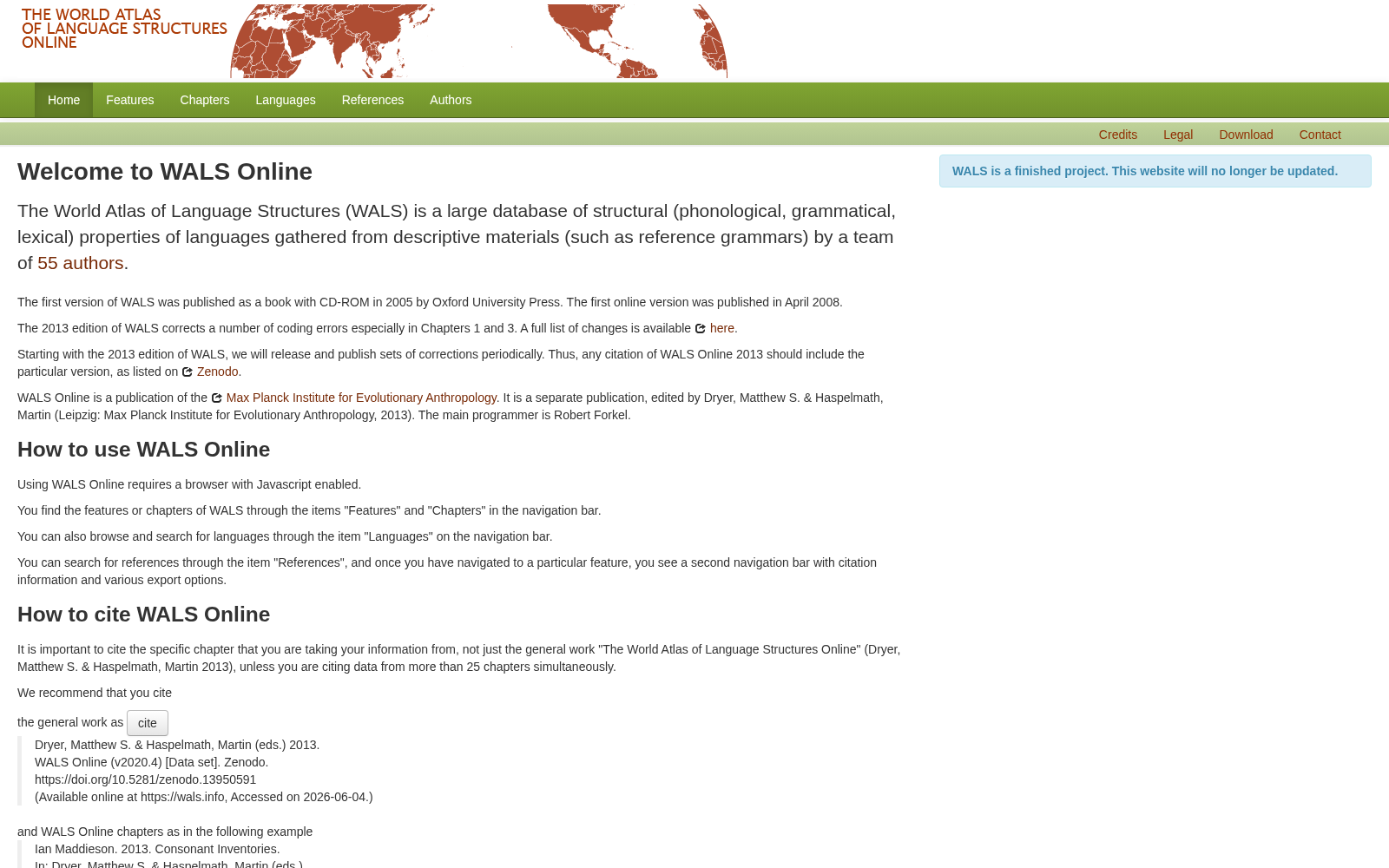 The World Atlas of Language Structures 数据集图片